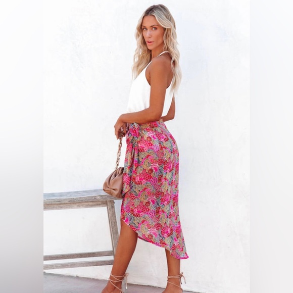 Floral Wrap Midi Skirt - Picture 4 of 6